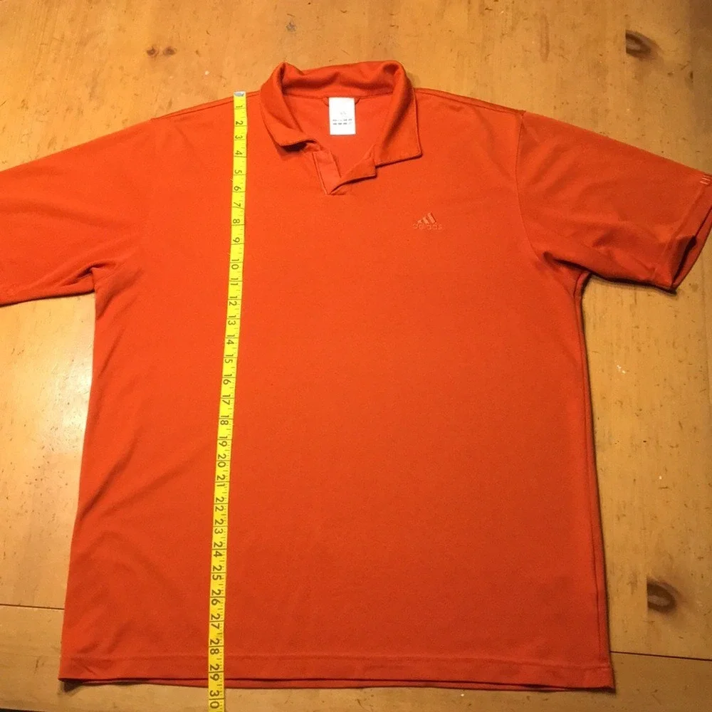 Adidas Athleisure Mens Short‎ Sleeve Polo Shirt Orange Embroidered Logo Large